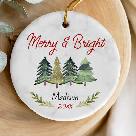 Cute merry och bright Julgranar grönt red Julgransprydnad Keramik