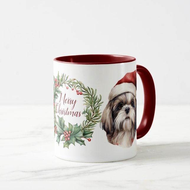 Cute Merry Shih tzu Hund jul Mugg (Framsida höger)
