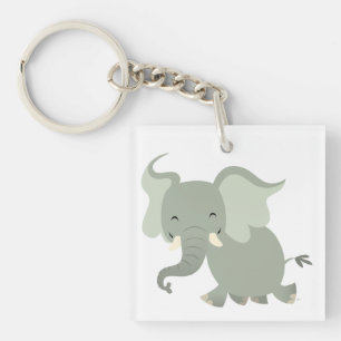 Cute Merry Tecknad Elephant Acrylic Keychain