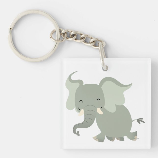 Cute Merry Tecknad Elephant Acrylic Keychain (Framsidan)