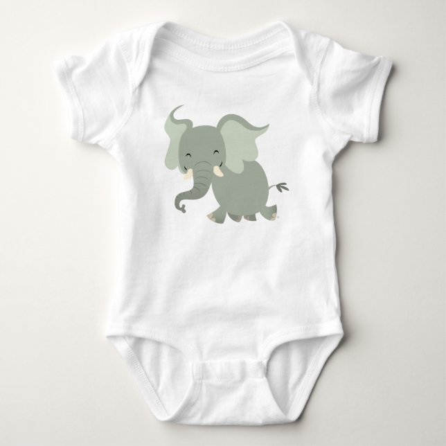 Cute Merry Tecknad Elephant Baby Apparel T Shirt (Framsida)
