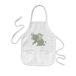 Cute Merry Tecknad Elephant Children Apron Barnförkläde
