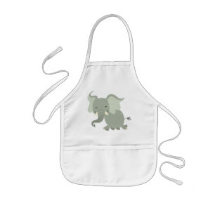 Cute Merry Tecknad Elephant Children Apron Barnförkläde