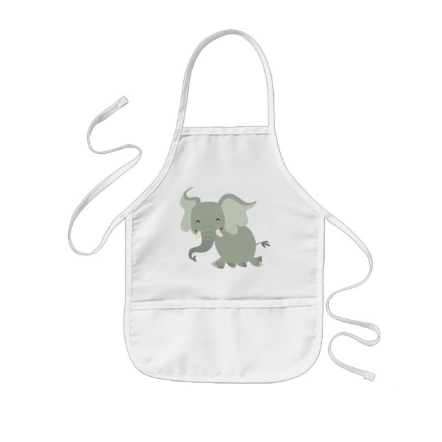 Cute Merry Tecknad Elephant Children Apron Barnförkläde (Framsidan)
