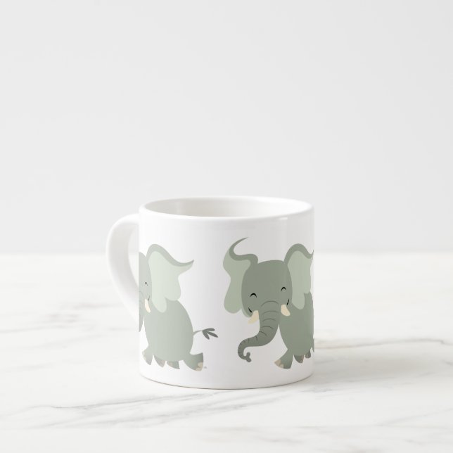 Cute Merry Tecknad Elephant Espresso Mugg Espressomugg (Framsida vänster)