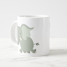 Cute Merry Tecknad Elephant Jumbo Mugg