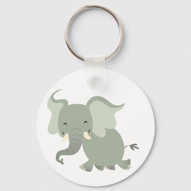 Cute Merry Tecknad Elephant Keychain Nyckelring (Framsida)
