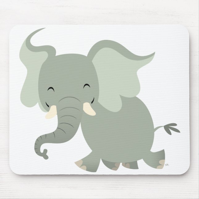 Cute Merry Tecknad Elephant Mousepad Musmatta (Framsidan)