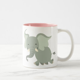Cute Merry Tecknad Elephant Mugg