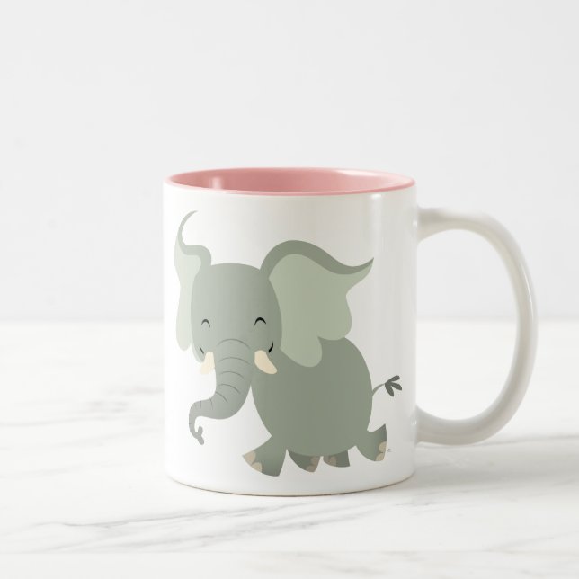 Cute Merry Tecknad Elephant Mugg (Höger)