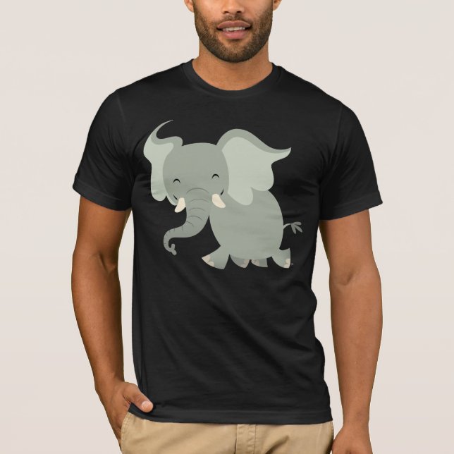 Cute Merry Tecknad Elephant T-Shirt (Framsida)