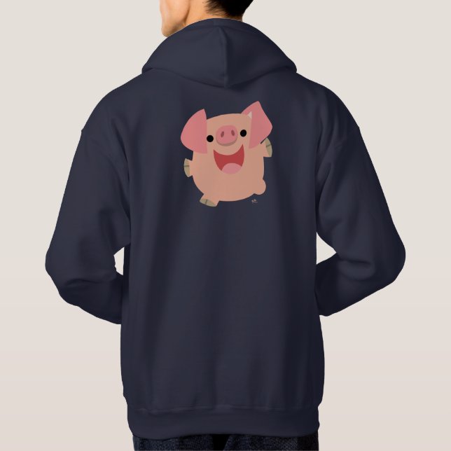 Cute Merry Tecknad Gris Hooded Sweatshirt (Baksida)