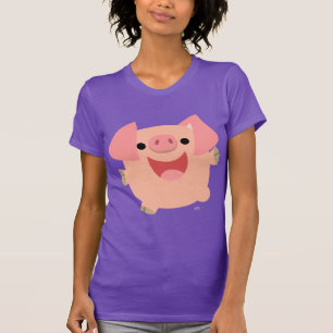 Cute Merry Tecknad Gris Women T-Shirt