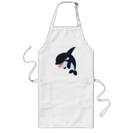 Cute Merry Tecknad Killer Whale Apron Långt Förkläde