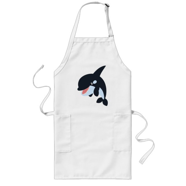 Cute Merry Tecknad Killer Whale Apron Långt Förkläde (Framsidan)