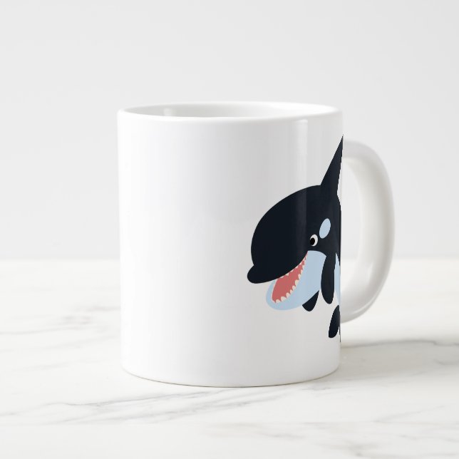 Cute Merry Tecknad Killer Whale Jumbo Mugg (Framsida höger)