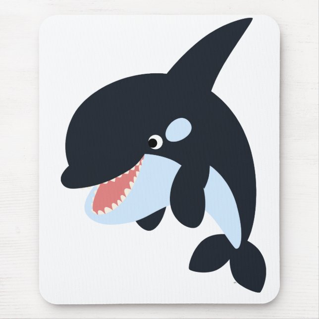 Cute Merry Tecknad Killer Whale Mousepad Musmatta (Framsidan)