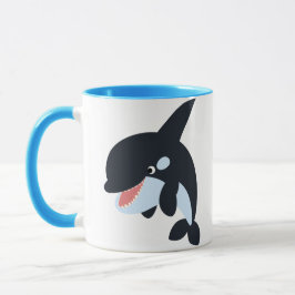 Cute Merry Tecknad Killer Whale Mugg