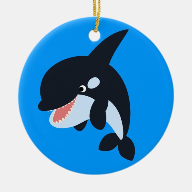 Cute Merry Tecknad Killer Whale Ornament (Framsidan)