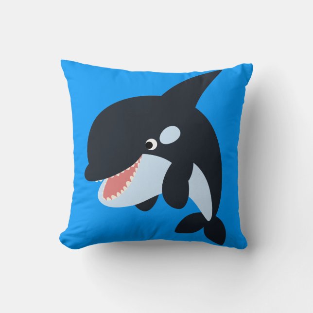 Cute Merry Tecknad Killer Whale Pillow Kudde (Framsida)