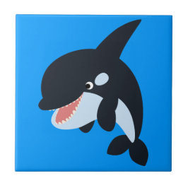 Cute Merry Tecknad Killer Whale Tile Kakelplatta