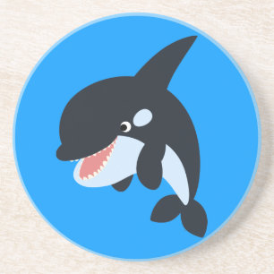 Cute Merry Tecknad Killer Whale Underlägg Sandsten
