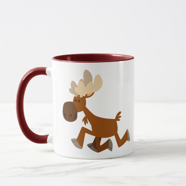 Cute Merry Tecknad Moose Mugg (Vänster)