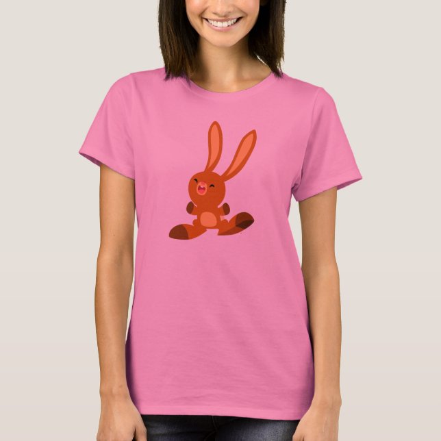 Cute Merry Tecknad Rabbit Women T-Shirt (Framsida)