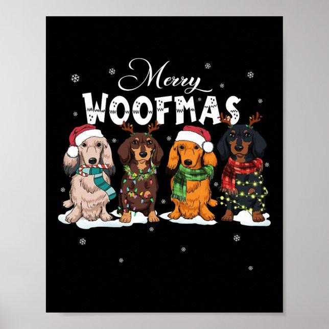 Cute Merry Woofmas Dachshund Jul Hund Reindee Poster (Framsidan)