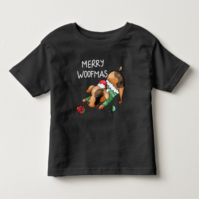 Cute Merry Woofmas-Hund Jul T Shirt (Framsida)