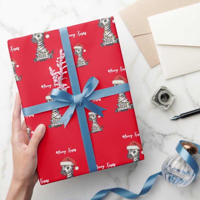 Cute merry Zebra christmas tree zoo safari Xmas pa Presentpapper (Gifting)