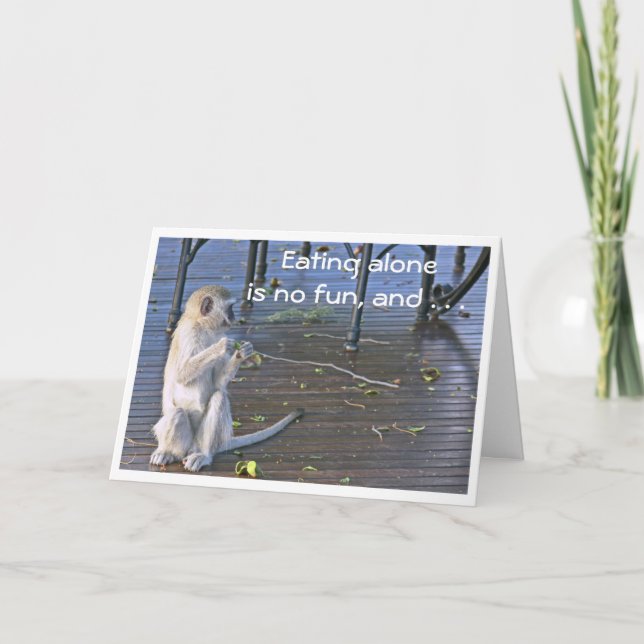 "CUTE & MESSY BABOON" (ENSAMEN ÄR INGEN ROLIGT) KORT (Framsida)