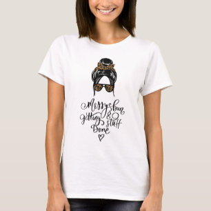 Cute Messy Bun Leopard T Shirt