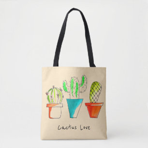 Cute Mexican cactus kärlek ökenkonst Tygkasse