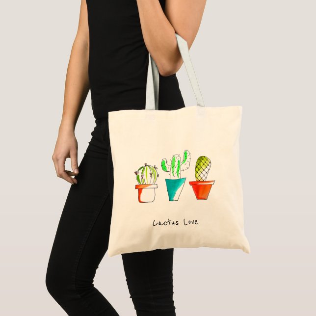 Cute Mexican cactus kärlek teckning art Tygkasse (Framsida (produkt))