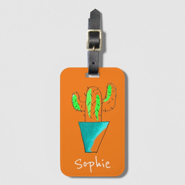Cute Mexican cactus konst Bagagebricka (Framsida vertikal)