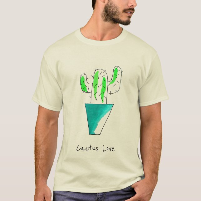 Cute Mexican cactus konst T Shirt (Framsida)