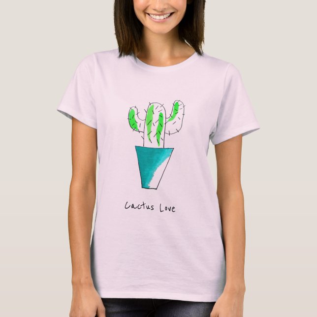 Cute Mexican cactus konst T Shirt (Framsida)