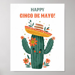 Cute Mexican Cactus Lycklig Cinco de Mayo Poster