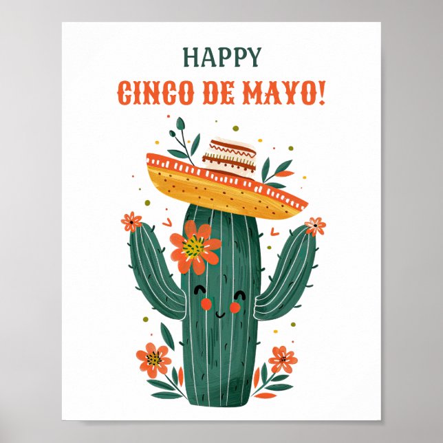Cute Mexican Cactus Lycklig Cinco de Mayo Poster (Framsidan)