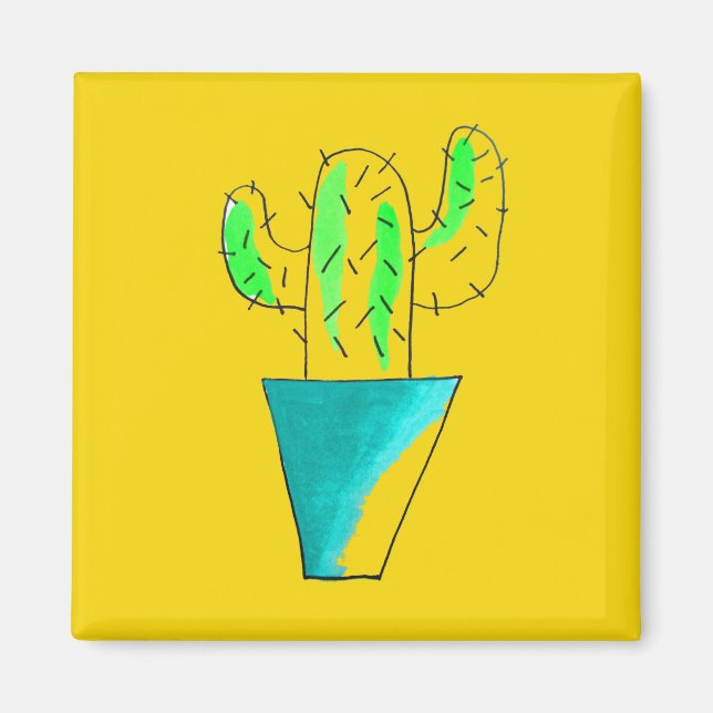 Cute Mexican cactus ökarart Magnet (Framsidan)