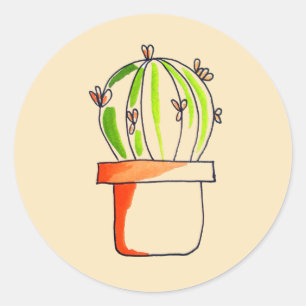 Cute Mexican cactus teckning art Runt Klistermärke