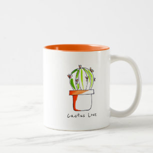 Cute Mexican cactus teckning art Två-Tonad Mugg