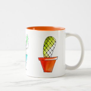 Cute Mexican cactus teckning art Två-Tonad Mugg