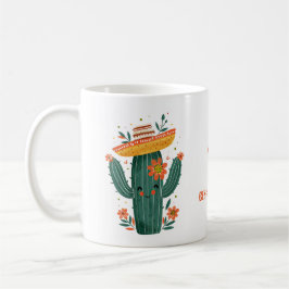 Cute Mexican Cactus Watercolor Lycklig Cinco de Ma Kaffemugg