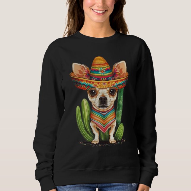 Cute Mexican Chihuahua Hat Cinco De Mayo Cactus Do T Shirt (Framsida)