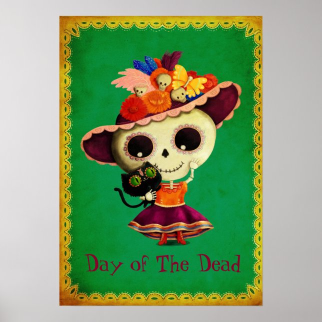 Cute Mexican Day of the dead Girl Poster (Framsidan)