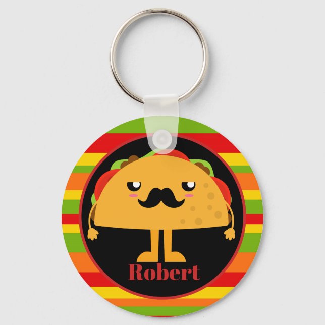 Cute Mexican taco add namn Nyckelring (Framsida)