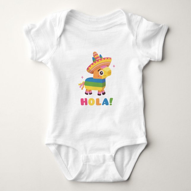 Cute Mexikanska Lycklig Pinata Hola T Shirt (Framsida)