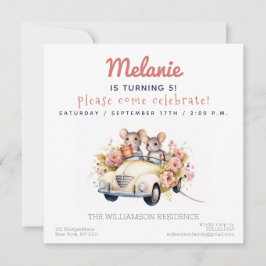 Cute Mice i en inbjudan till Barns födelsedag-part